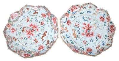 Lot 200 - Pair 18th century Chinese famille rose porcelain chargers