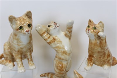 Lot 2025 - Four various Winstanley cat ornaments of Ginger cats