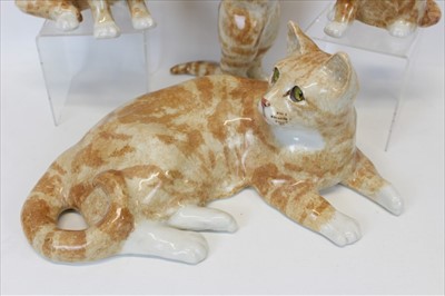 Lot 2025 - Four various Winstanley cat ornaments of Ginger cats