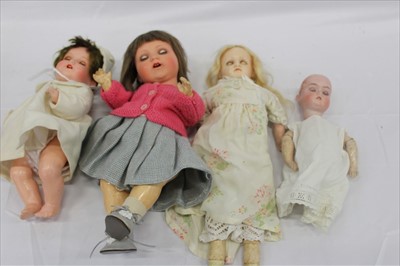 Lot 2708 - Selection of dolls including Armand Marseille 995 SUR 1 1/2 bisque head doll with bent limbs etc.