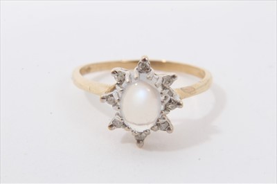 Lot 3361 - Gold 9ct moonstone and diamond ring