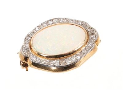 Lot 730 - Opal and diamond brooch