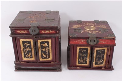 Lot 1195 - Antique Chinese lacquered vanity case