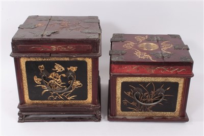 Lot 1195 - Antique Chinese lacquered vanity case