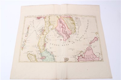 Lot 1022 - Joachim Ottens (17th / 18th century), hand-coloured map - ‘Le Royaume de Siam Avec Les Royaumes qui Luy sont tributaires’, 1740, 36cm x 46cm.