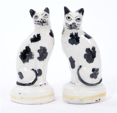 Lot 263 - Unusual pair of 19th century Staffordshire seated cats