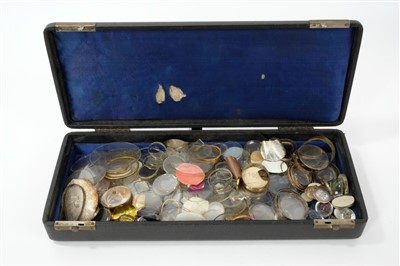 Lot 1279 - Collection of predominantly 19th century locket mounts, glasses, monogram panels and related pieces