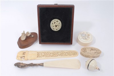 Lot 1167 - 19th century carved Japanese okimono and other ivory