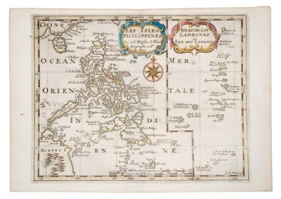 Lot 1035 - Nicholas Sanson (1600-1667), hand coloured map - ‘ Les Isles Philippines - Islas de Los Ladrones’, 19 x 25cm