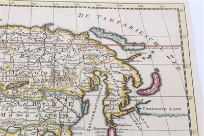 Lot 1037 - Isaak Tirion (d.1769), hand-coloured map - ‘Nieuwe Kaart van Asia’, 28cm x 36cm, 1740