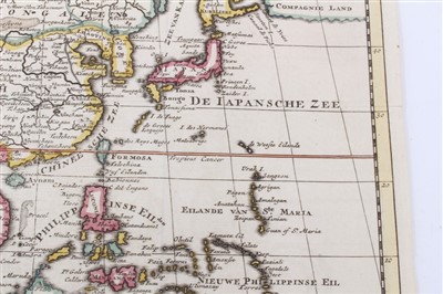 Lot 1037 - Isaak Tirion (d.1769), hand-coloured map - ‘Nieuwe Kaart van Asia’, 28cm x 36cm, 1740