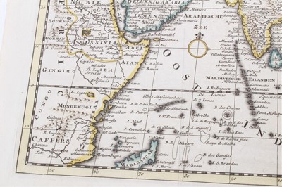 Lot 1037 - Isaak Tirion (d.1769), hand-coloured map - ‘Nieuwe Kaart van Asia’, 28cm x 36cm, 1740