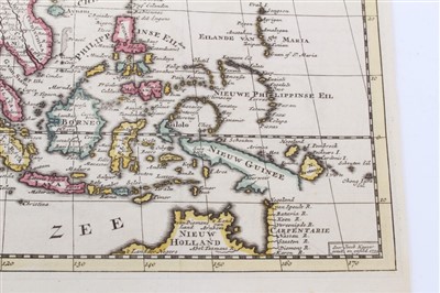 Lot 1037 - Isaak Tirion (d.1769), hand-coloured map - ‘Nieuwe Kaart van Asia’, 28cm x 36cm, 1740