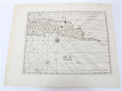 Lot 1039 - Francois Valentyn (18th century), uncoloured chart -  ‘De Landvoogdy van Amboina’, 1724, 32cm x 39cm.