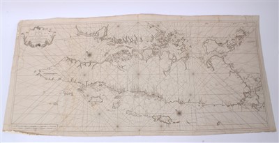 Lot 1055 - Johannes Van Keulen (1654-1715), engraved map - Sumatra, Malacca,  Sincapoera, Banda en Sunda (1753). Plate 50cm x 112cm.