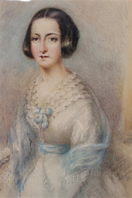 Lot 1527 - 19th century watercolour portrait