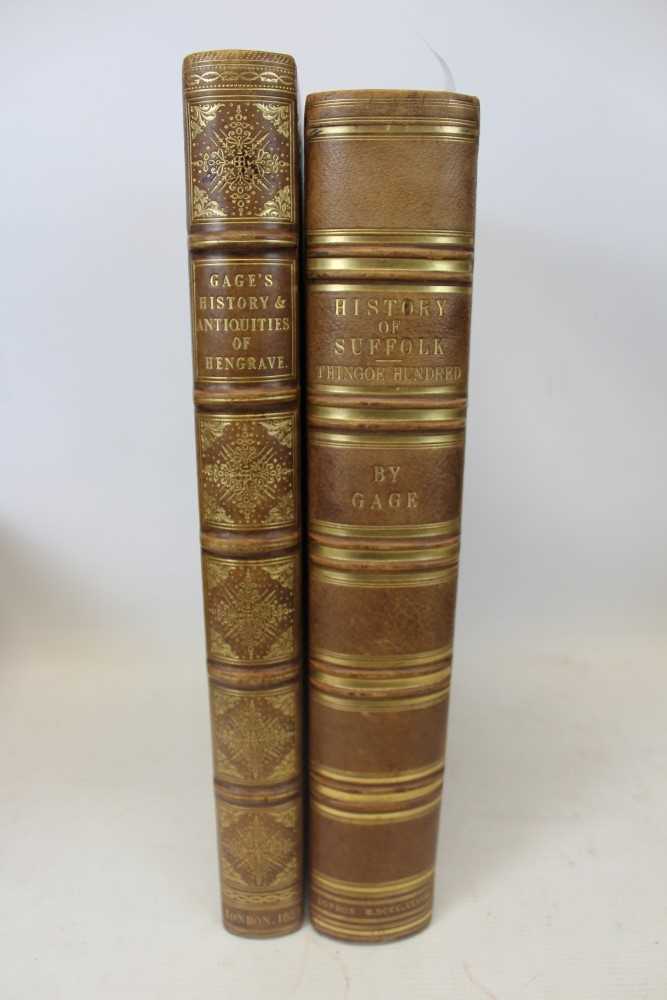 Lot 2300 - John Gage - Two large volumes - HISTORY OF HENGRAVE, THE HISTORY AND ANTIQUITIES OF SUFFOLK, THINGOE HUNDRED, 1822, 1838