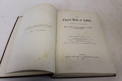 Lot 2304 - J. J. Raven - ‘The Church Bells of Suffolk’ limited edition of 500, published London 1890, original red cloth binding