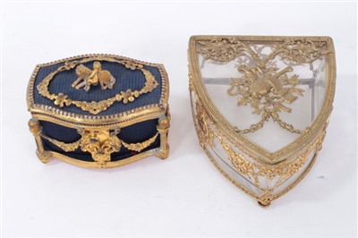 Lot 1232 - 19th century French gilt metal mounted glass table box, together with a similar box