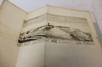 Lot 2313 - Thomas Gardner - ‘An Historical Account of Dunwich...Blythburgh...Southwold’, London 1754, folding map and folding ‘Prospect of Southwold’, extra illustrated, rebound, full leather with new spine a...