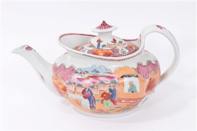 Lot 365 - Early 19th century New Hall 'Boy in the Window' pattern teapot and cover