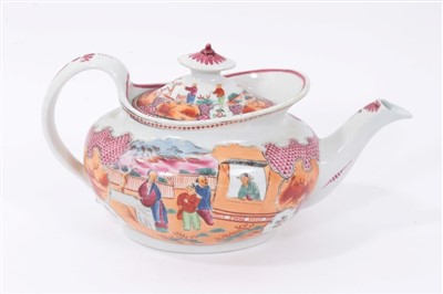 Lot 365 - Early 19th century New Hall 'Boy in the Window' pattern teapot and cover