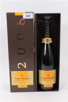 Lot 943 - Champagne - one bottle, Veuve Clicquot 2008, boxed