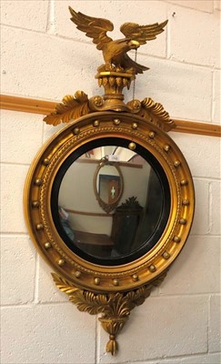 Lot 1743 - Good Regency giltwood convex wall mirror