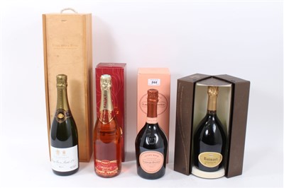 Lot 944 - Champagne - four bottles, Berry Bros. Grand Cru Brut, in owc, Ruinart Champagne, boxed, Maxim's Brut Rose, boxed and Laurent-Perrier rose, boxed