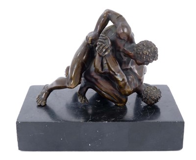 Lot 1115 - 19th century Grand Tour bronze of Greek wrestlers