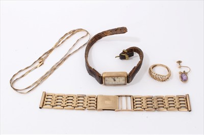 Lot 3236 - Group gold jewellery and gold cased Buren wristwatch