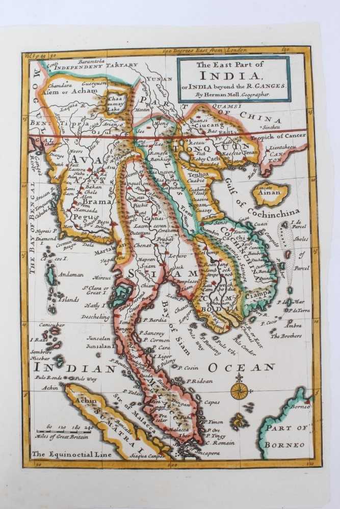 Lot 1069 - Herman Moll (d. 1732) hand coloured map - ‘The East Part of India’, 26 x 16cm