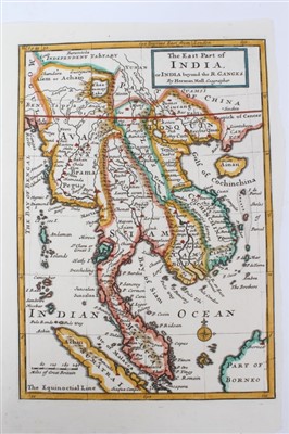 Lot 1069 - Herman Moll (d. 1732) hand coloured map - ‘The East Part of India’, 26 x 16cm