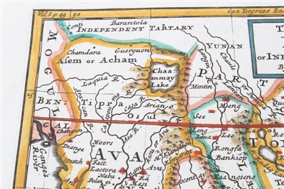 Lot 1069 - Herman Moll (d. 1732) hand coloured map - ‘The East Part of India’, 26 x 16cm