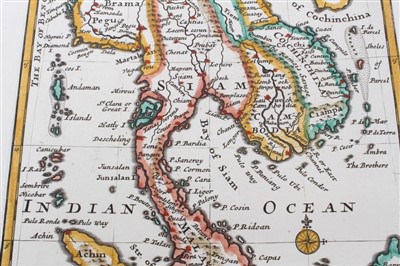 Lot 1069 - Herman Moll (d. 1732) hand coloured map - ‘The East Part of India’, 26 x 16cm