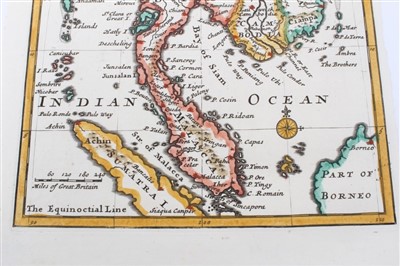 Lot 1069 - Herman Moll (d. 1732) hand coloured map - ‘The East Part of India’, 26 x 16cm