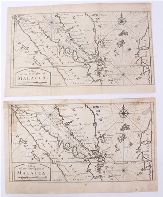 Lot 1070 - Herman Moll (d. 1732) engraved map - ‘A Map of the Streights of Malacca’, 16 x 26cm, together with another. (2)