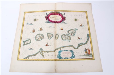 Lot 1071 - Jan Jansson (1596-1664), hand-coloured map - ‘Insularum Moluccarum’, 39cm x 50cm