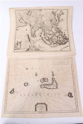 Lot 1080 - Pierre van der Aa (1659-1733), engraved map - ‘Les Indes Orientales’, 29cm x 34cm, 1714, together with another ‘Les Isles de Banda’