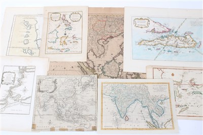 Lot 1083 - Nicolas Vischer (1618-1679), hand-coloured map - ‘Indiae Orientalis’, after Petrum Schenk, 1690, 47cm x 57cm together with seven 18th or early 19th century maps by Jeffries and others. (8)