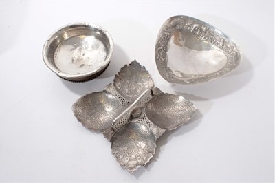 Lot 448 - Three Eastern white metal items to include dish, and bowl