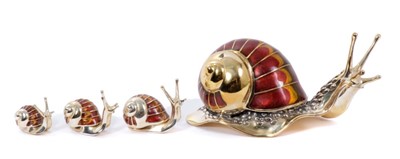 Lot 1159 - Modern enamelled silver model of a snail