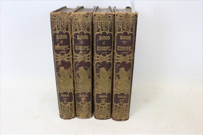 Lot 2620 - Books - Charles Robert Bree, A History of the Birds Of Europe, four presentation volumes to Lady Henniker of Thornham Hall, volume one inscribed ‘Anne Henniker from the Author Nov. 7. 1863’