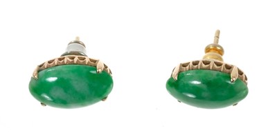 Lot 715 - Pair of jade earrings