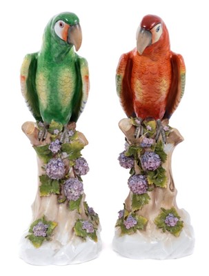 Lot 356 - Pair of Continental Porcelain parrot figures