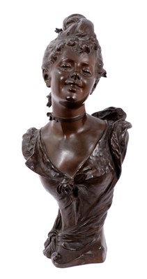 Lot 1194 - Luigi Baliani (early 20th century) Art Nouveau bronze bust of a young lady