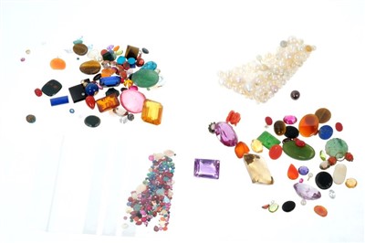 Lot 757 - Four packets of unmounted gemstones to include cultured pearls