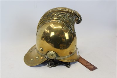 Lot 3550 - 19th century brass Merryweather pattern fire helmet