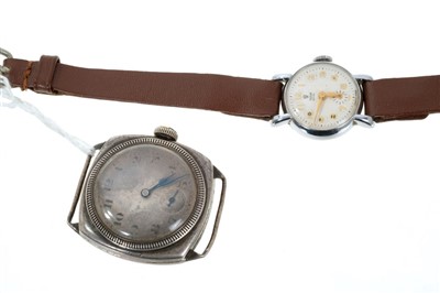 Lot 816 - 1940s/1950s Lady’s RolexTudor stainless steel wristwatch together with a 1920s silver cased wristwatch (2)