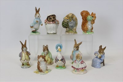 Lot 2044 - Eleven Beswick Beatrix Potter figures- The old woman who lived in a shoe, Jemima PuddleduckSamuel Whiskers, Mr Alderman Ptolemy, Mrs Tiggy Winkle, Mrs Flopsy Bunny and Mr Benjamin Bunny (11)